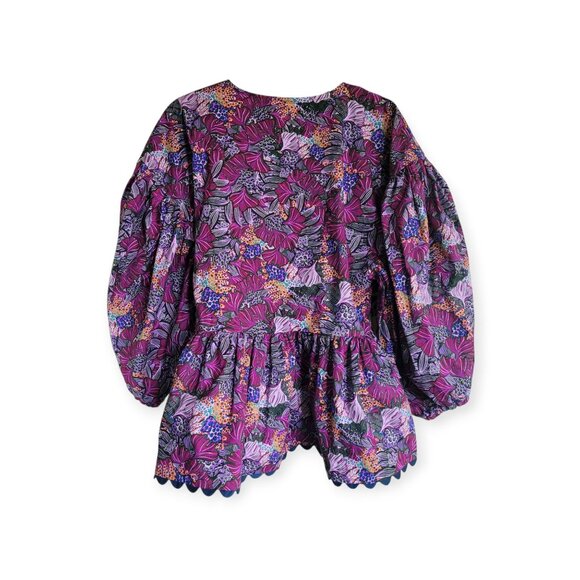 Kika Vargas Scallop Edge Cotton Wrap Blouse Medium - Picture 4 of 10